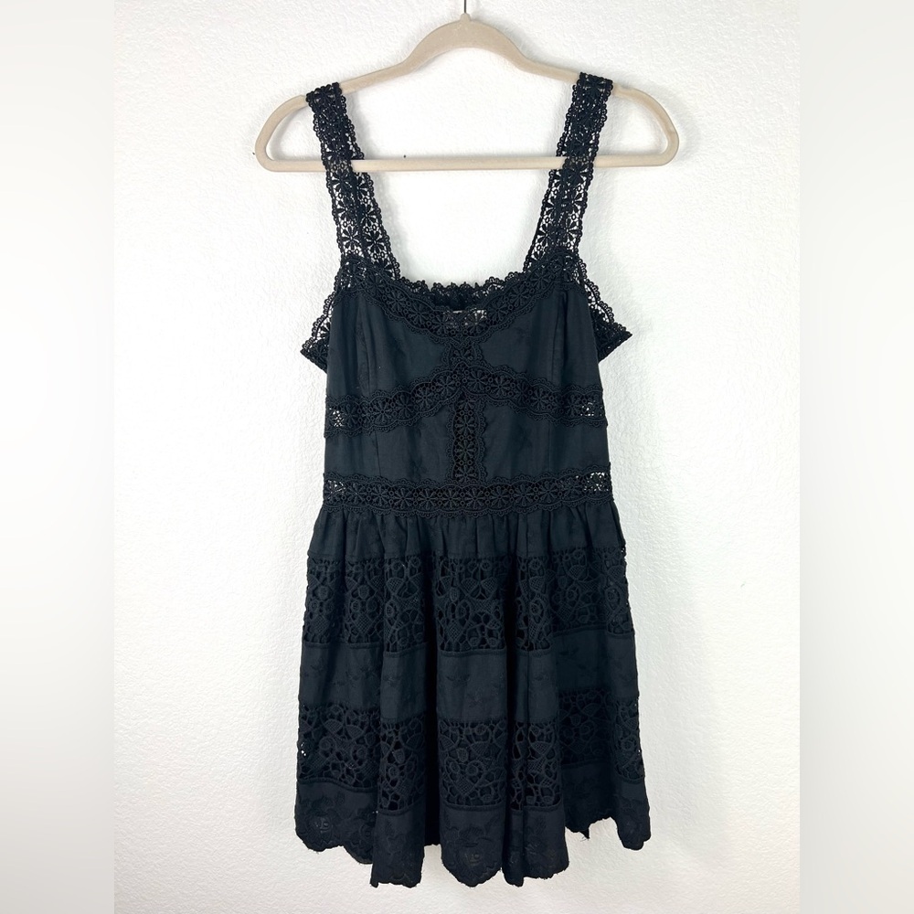 Charo Ruiz Black Lace Tiered Mini Dress